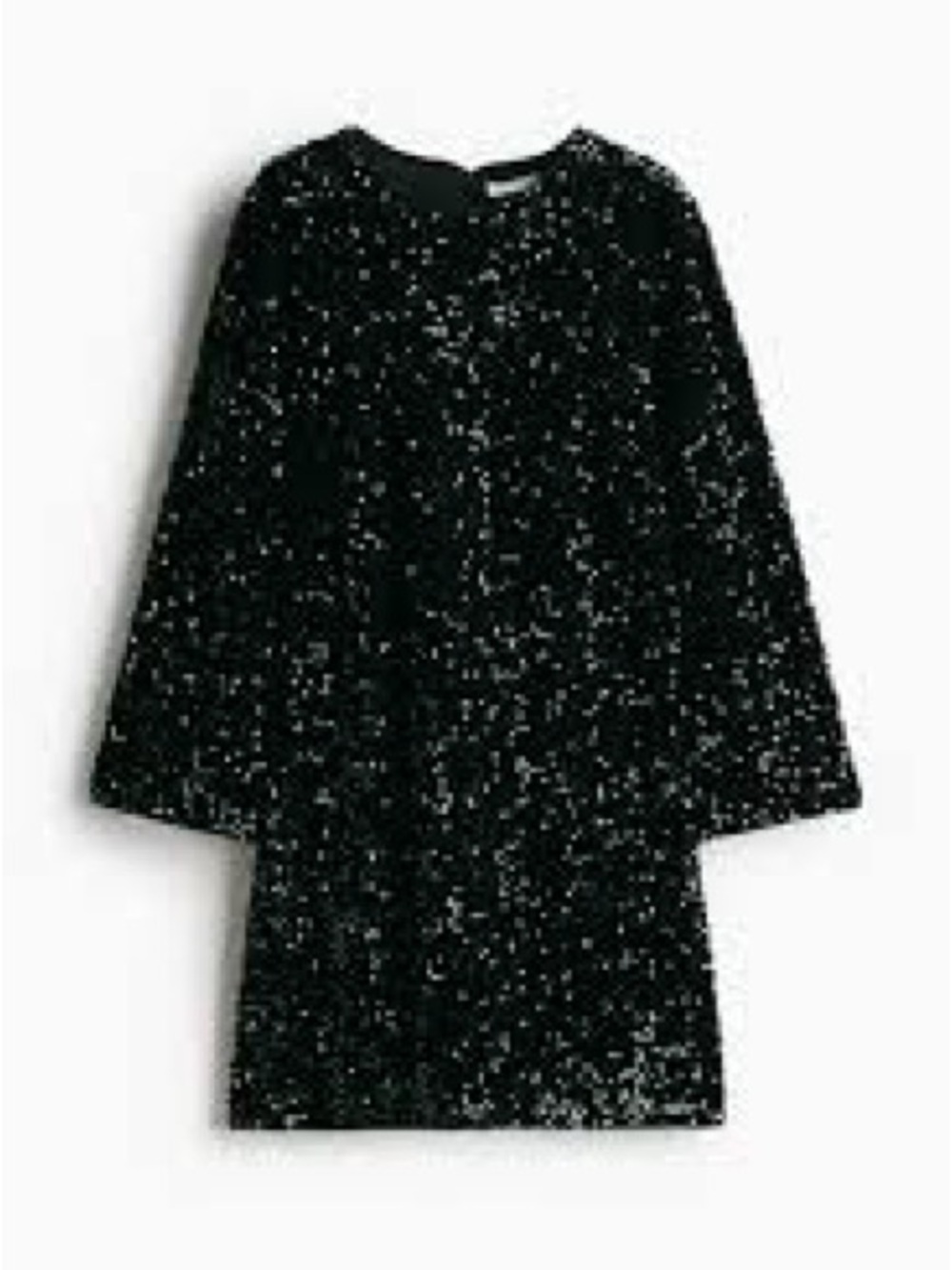 H&M Dark Green Sequined Shift Dress with 3/4 Sleeves